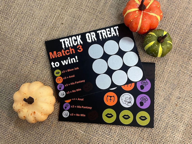 Trick or Treat, Halloween Gift for Him, Couples Gift, Scratch Card