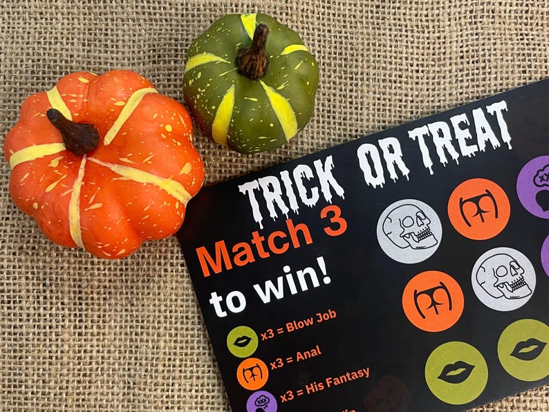 Trick or Treat, Halloween Gift for Him, Couples Gift, Scratch Card