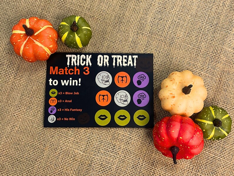 Trick or Treat, Halloween Gift for Him, Couples Gift, Scratch Card