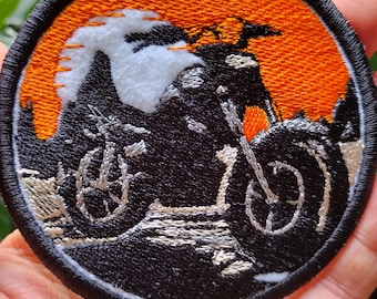 Motorbike Bikers Iron-On Patch, Badge, DIY Embroidery, Embroidered Applique Badge - Nalla'sDesigns