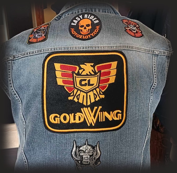 美品 Honda ホンダ ゴールドウイング USA製 本革 刺繍 ハーレー Honda Gold Wing GL 1500 Embroidered Patch: Motorbike Biker