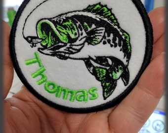 Personalized Fishing Angler Patch: Iron/Sew-On Embroidered Badge
