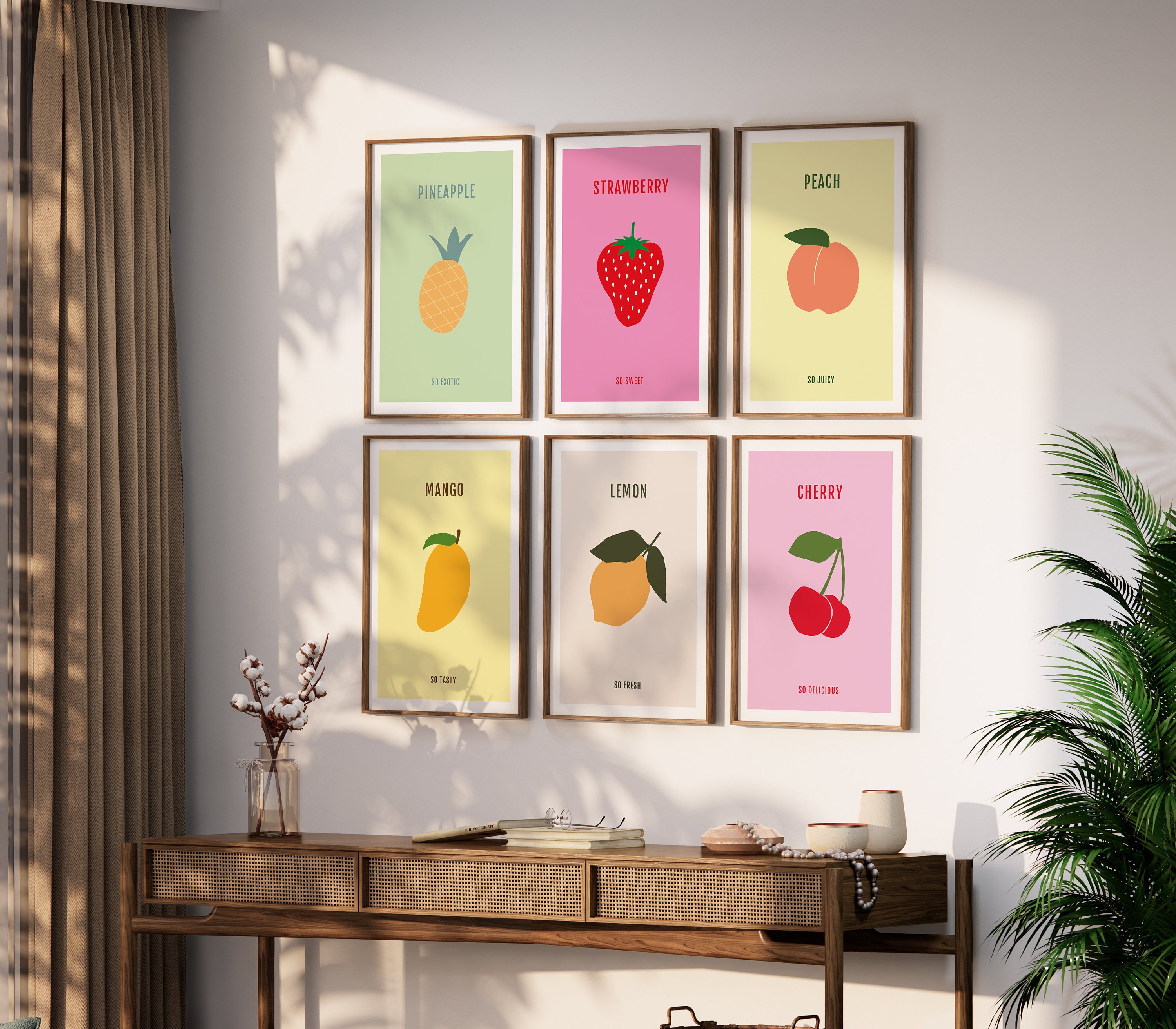 set of 2 kitchen prints | kitchen wall art, fruit wall... FRUIT WALL ART, Personalized Neutral Digital Download Fruit Framed Wall ...