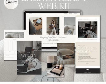Canva Website Template Bundle: Lead Magnet, Email & Social Media Kit
