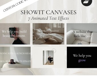 Animated Text Effects for Showit: 10 HTML/CSS Canvases (Instant Download, PDF Guide Included)