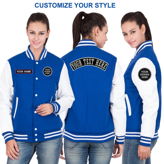 Bright Royal Blue and White Varsity Letterman Jacket (Sale)