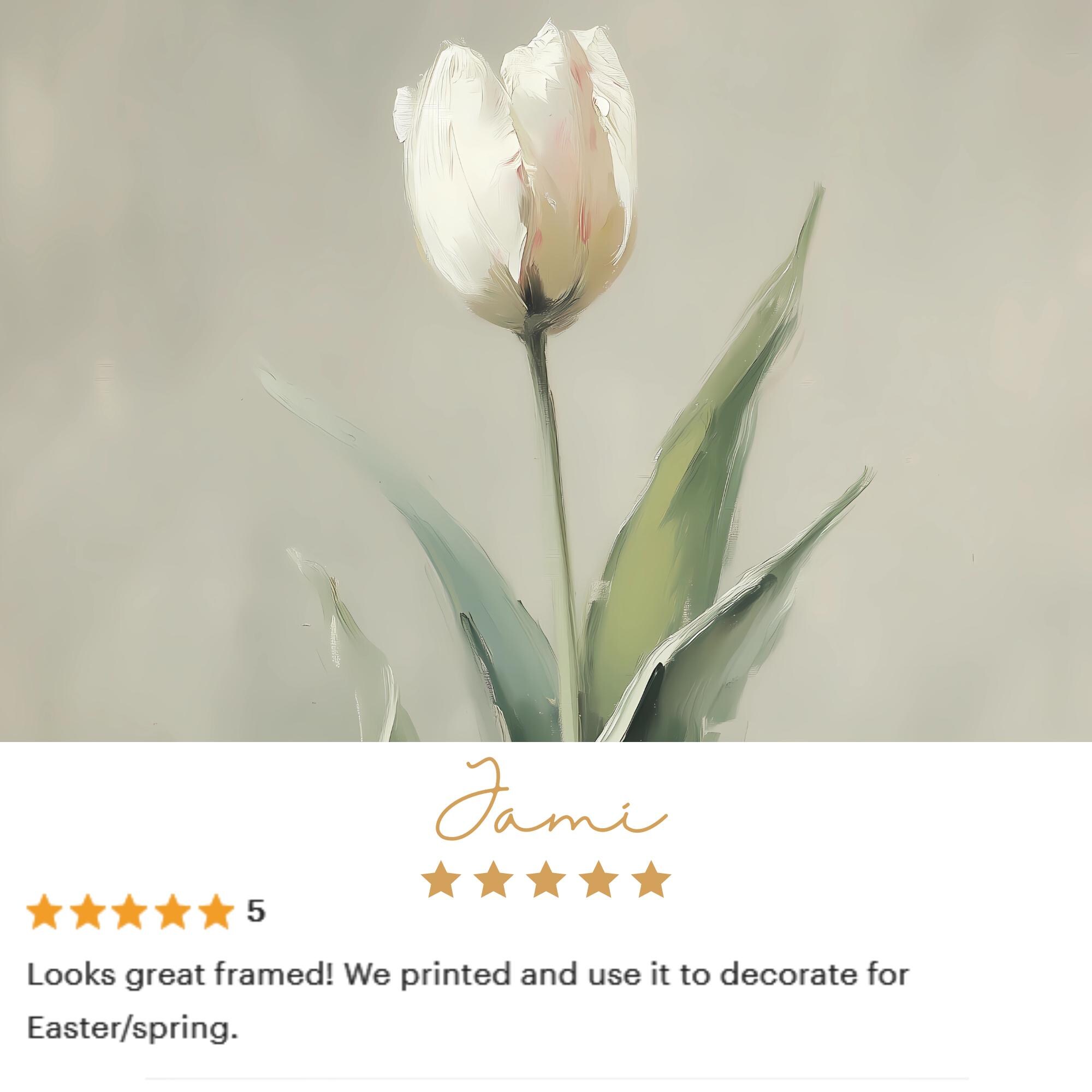 Neutral White Tulip Printable Wall Art, Minimalist Spring Flower ...