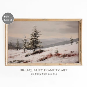 Winter Samsung TV Frame Art, Snowy Landscape Oil Painting, Christmas Decor, Vintage Winter TV Art, Seasonal Decor, Digital Download