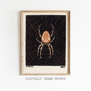 Halloween Printable Wall Art, Spooky Spider Print, Dark Academia Printable Wall Art, Moody Halloween Print, Dark Art Digital Download