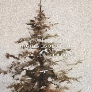 May include: A digital painting of a brown tree with a white background. The text "Digitally Drawn Prints High Resolution & Detailed Texture" is printed on the image.