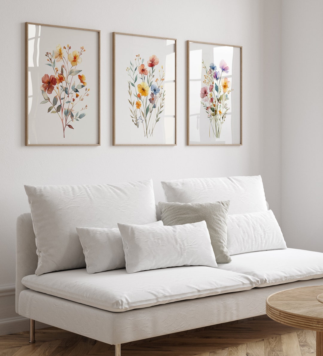 Botanical Wildflower Trio Printable Wall Art | Set of 3 Floral Prints ...