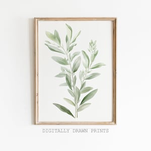 Sage Green Wall Art Botanical Print | Sage Green Print | Boho Wall Art | Minimalist Wall Art Print | Dandelions Wall Art | Digital Art Print
