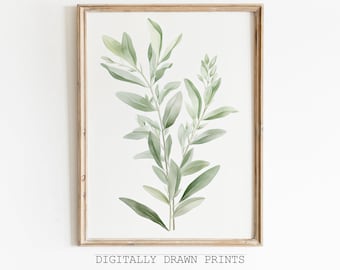 Impressão botânico da arte da parede do verde prudente | Impressão do verde prudente de <br> Entrega Rápida? Arte de parede Boho | Impressão minimalista de arte de parede | arte de parede de dentes de leão | Impressão de arte digital
