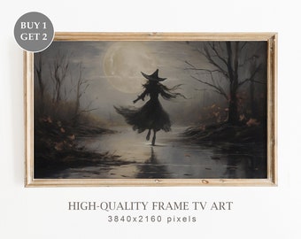 Frame TV Art Halloween Witch, Halloween Frame TV Art, Vintage Witch Farmhouse Artwork,  Spooky Art for TV, Art Digital Download