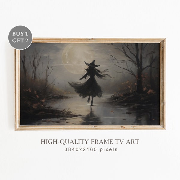 Frame TV Art Halloween Witch, Halloween Frame TV Art, Vintage Witch Farmhouse Artwork,  Spooky Art for TV, Art Digital Download