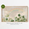 St. Patrick Frame TV Art, Vintage Clover Landscape, Irish Shamrock Painting, Neutral Spring Samsung Frame TV Art