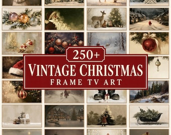 250+ Vintage Christmas Frame TV Art MEGA Bundle Set, Seasonal Decor (Digital Download)