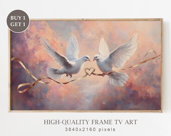 Valentine's Day Frame TV Art, Valentine's Day Neutral Vintage Art, Romantic Doves Frame TV Art, Valentines Day Decor Digital Download