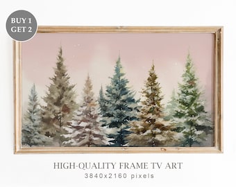 Winter Samsung Frame TV Art, Christmas Trees Painting, Christmas Decor,  Winter Holiday Painting, Digital TV Art
