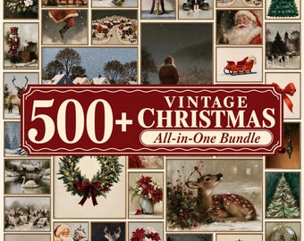 500+ Vintage Christmas Printables, Farmhouse Holiday Wall Art Bundle (Digital Download) | DDP3