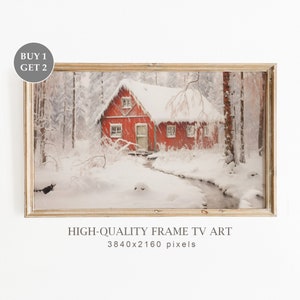 Christmas Frame TV Art, Farmhouse Decor, Winter Samsung Frame TV Art, Seasonal Christmas Decor, Snowy Landscape Art, Digital Download