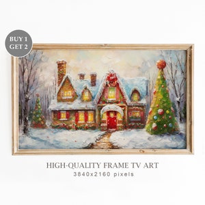 Christmas Frame TV Art, Christmas Gingerbread House, Christmas Art for TV, Seasonal Christmas Decor, Christmas Wall Art, Digital Download