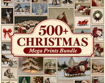 500+ Christmas & Winter Prints Mega Bundle, Printable Holiday Gallery Wall Art, Digital Download | DDP4