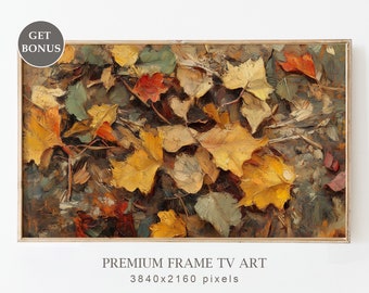Abstract Fall Leaves Frame TV Art, Autumn TV Art, Samsung Frame TV Art, Autumn Landscape Painting, Fall Farmhouse Decor, Digital Download