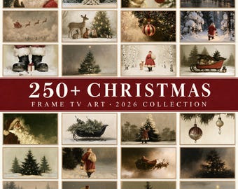 250+ Christmas Frame TV Art MEGA Bundle, Vintage Seasonal Decor (Digital Download)