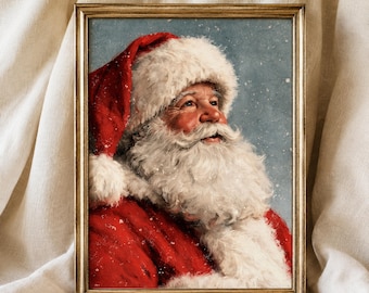 Vintage Santa Claus Portrait Print, Classic Christmas Art (Digital Download)