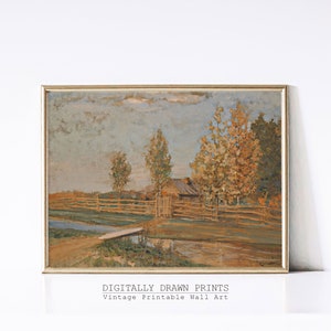 Herbst druckbare Wandkunst, Herbst Landschaftsmalerei, Vintage Wandkunst, Herbst Saisondekor, druckbare Wandkunst, Kunst digitaler Download