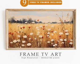 Lente wilde bloemen veld frame TV kunst, lente kunst voor TV, Wildflower kunst, decor van de boerderij, digitale download
