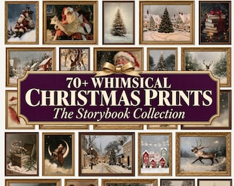 70+ Whimsical Christmas Prints Bundle, Vintage Santa and Winter Paintings, Dreamy Neutral Christmas Decor: Digital Download