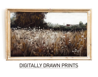 Samsung Frame TV Art Campo de flores silvestres, Prado de flores, Pintura vintage, Descarga digital