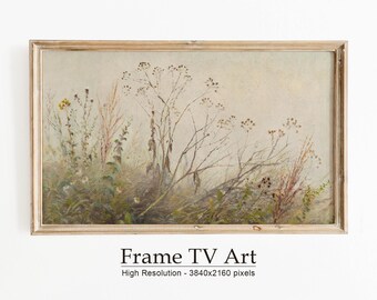 Samsung Frame Tv Botanical Pastel Painting, Nature Floral Antique Painting, Neutral Wall Art, Soft Aesthetic Flower Decor