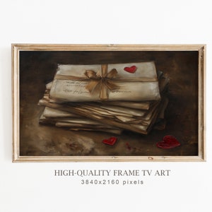 Día de San Valentín Samsung Frame TV Art, Still Life Vintage Love Letters para Frame TV Art, Decoración Cottagecore, Love Art para TV Descarga digital