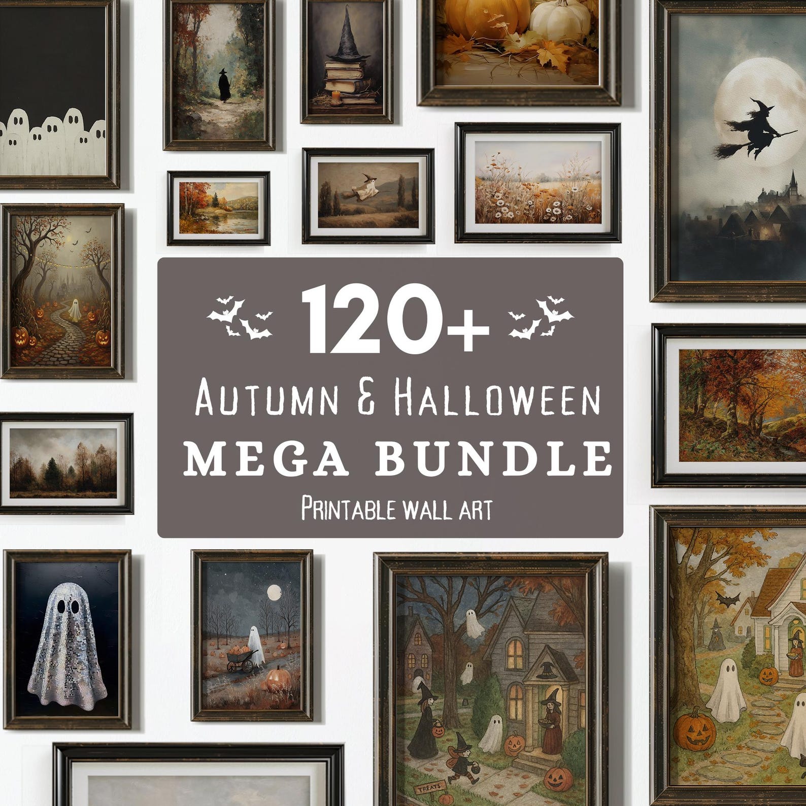 October Wall 120+ Autumn and Halloween Printable Wall Art Mega Bundle, Fall Wall Art ...