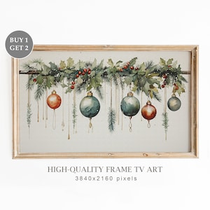 Christmas Samsung TV Frame Art, Winter Country Farmhouse Decor, Christmas Garland TV Art, Seasonal Christmas Decor, Digital Download