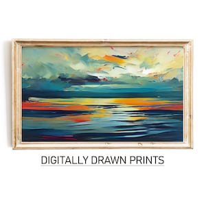 Abstract Samsung Frame TV Art, Art For Frame Tv, Spring Abstract Oil Painting, Beach Art for Frame TV, Digital Download