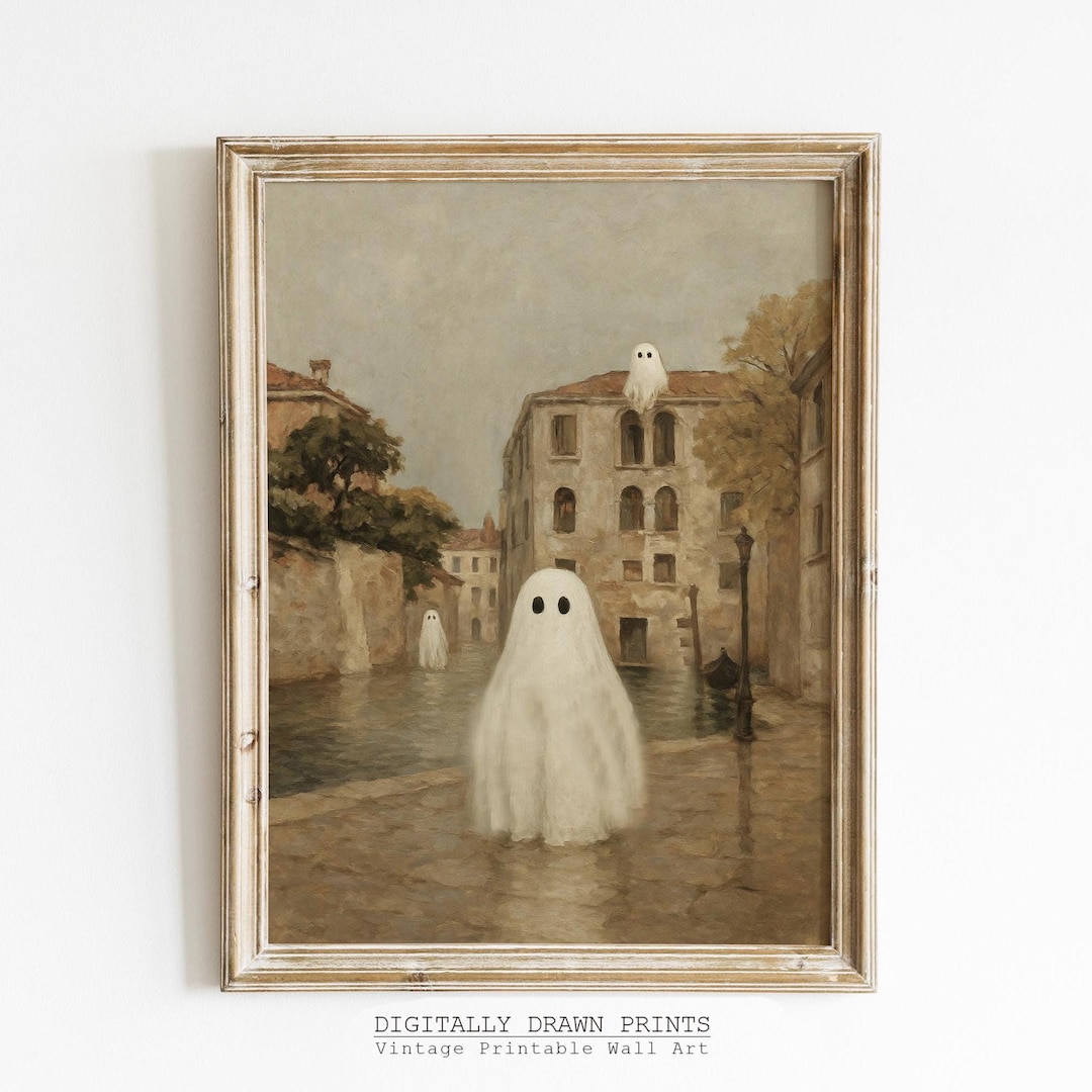Vintage Ghost Wall Art Printable, Neutral Halloween Decor, Cute Ghosts ...