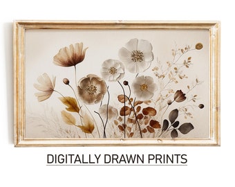 Herbst Wildblumen Samsung TV Rahmen Kunst, Neutrale Wildblumen Malerei, Herbst Samsung TV Kunst, Kunst digitaler Download