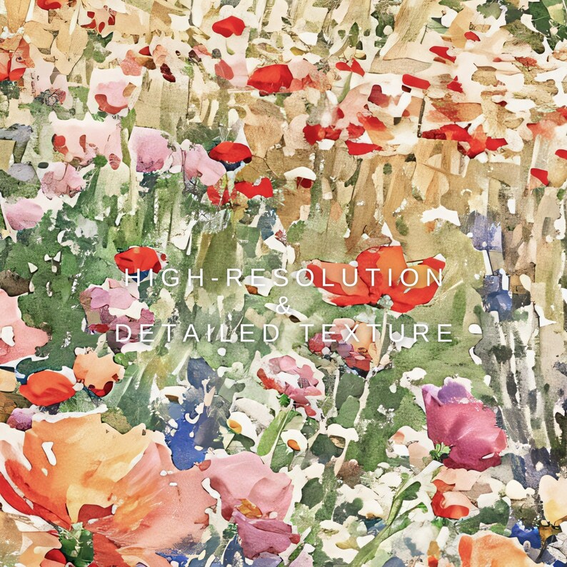 Pode incluir: Uma pintura em aquarela de um campo de flores em tons de vermelho, rosa, laranja e verde. As flores est&atilde;o em diferentes est&aacute;gios de flora&ccedil;&atilde;o, e a pintura tem uma sensa&ccedil;&atilde;o suave e de sonho.