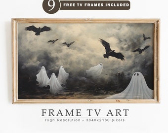 Halloween Frame TV Art, Ghost TV Art, Halloween Ghost Decor, Spooky Halloween, Spooky Art for TV, Art Digital Download