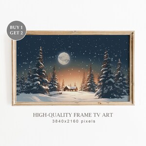 Christmas Samsung Frame TV Art, Winter Landscape Painting, Christmas Decor, Winter Holiday Painting, Digital TV Art