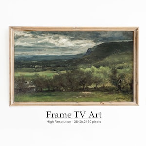 Samsung Frame TV Art, Moody Landscape Field Painting, Summer Farmhouse Decor, Vintage Oil Painting, Digital Download for Frame TV