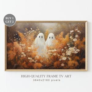 Halloween Frame TV Art, Ghosts in a Wildflowers Field, Halloween Ghost Decor, Spooky Halloween, Spooky Art for TV, Art Digital Download
