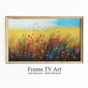 Samsung Frame TV Art Wildflower Field, Flower Meadow, Vintage Painting, Digital Download