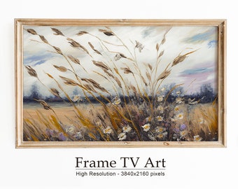 Samsung Frame TV Art Campo de flores silvestres, Prado de flores, Pintura vintage, Descarga digital