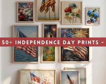 50+ Independence Day Printable Wall Art Bundle, 4th of July Vintage Prints, Patriotic Gallery Set, Fourth of July Decor Digital Download