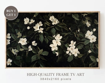 Samsung Frame TV Art, Vintage Moody Floral Oil Painting for Frame TV, Dark Academia Decor, Botanical Summer Wall Art, Digital Download